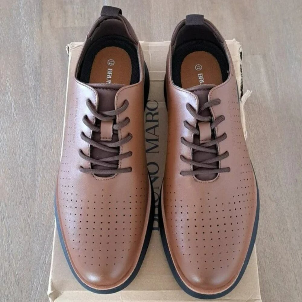 Bruno Marc Smart Casual Oxford Style Sneakers - Brown/Black - Size: Men 12 - Picture 2 of 10